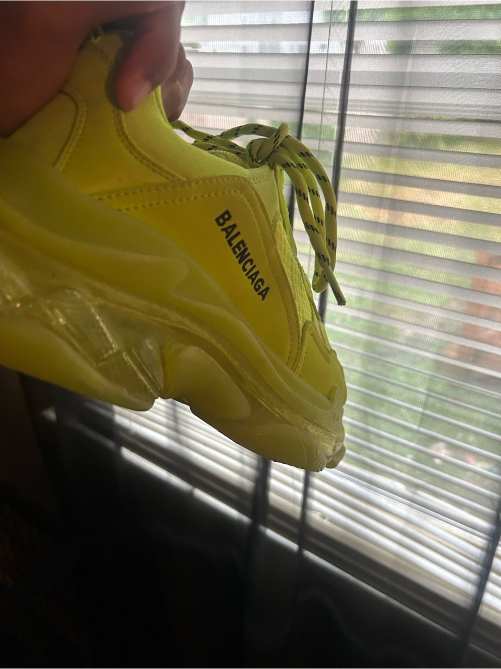 Balenciaga Neon Yellow Triple S Sneaker - Picture 6 of 7